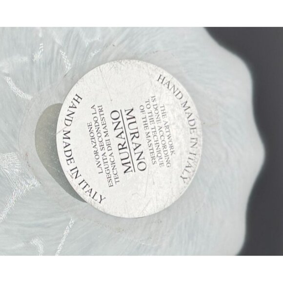 Handmade Italian White Cristal Art Glass Bowl With Waved Rim Design 9"D x 7"H - Picture 7 of 7